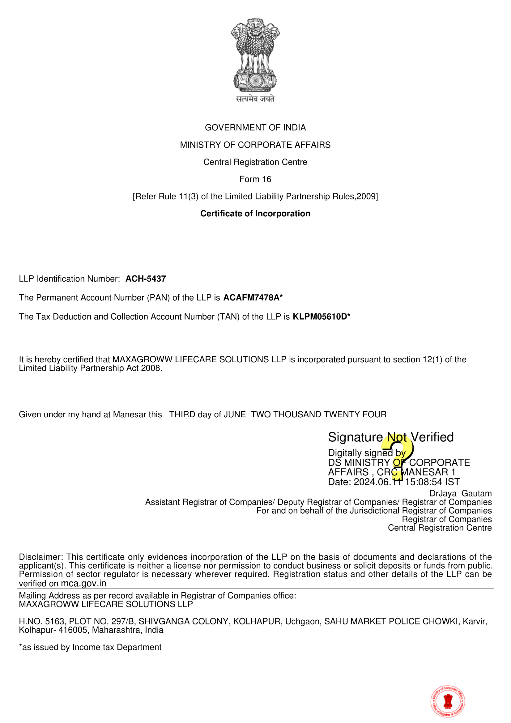 Maxagroww Lifecare Solutions LLP